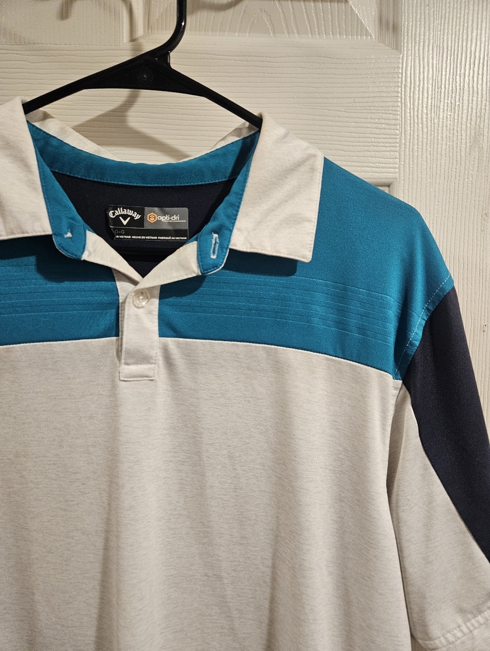 Callaway Men’s Short Sleeve Golf Polo - Teal, Light Gray & Navy